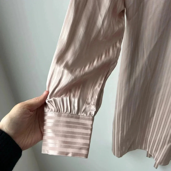 Aritzia Wilfred Silk Pink Stripe Lined Long Sleeves Gaillard Dress - Picture 6 of 12